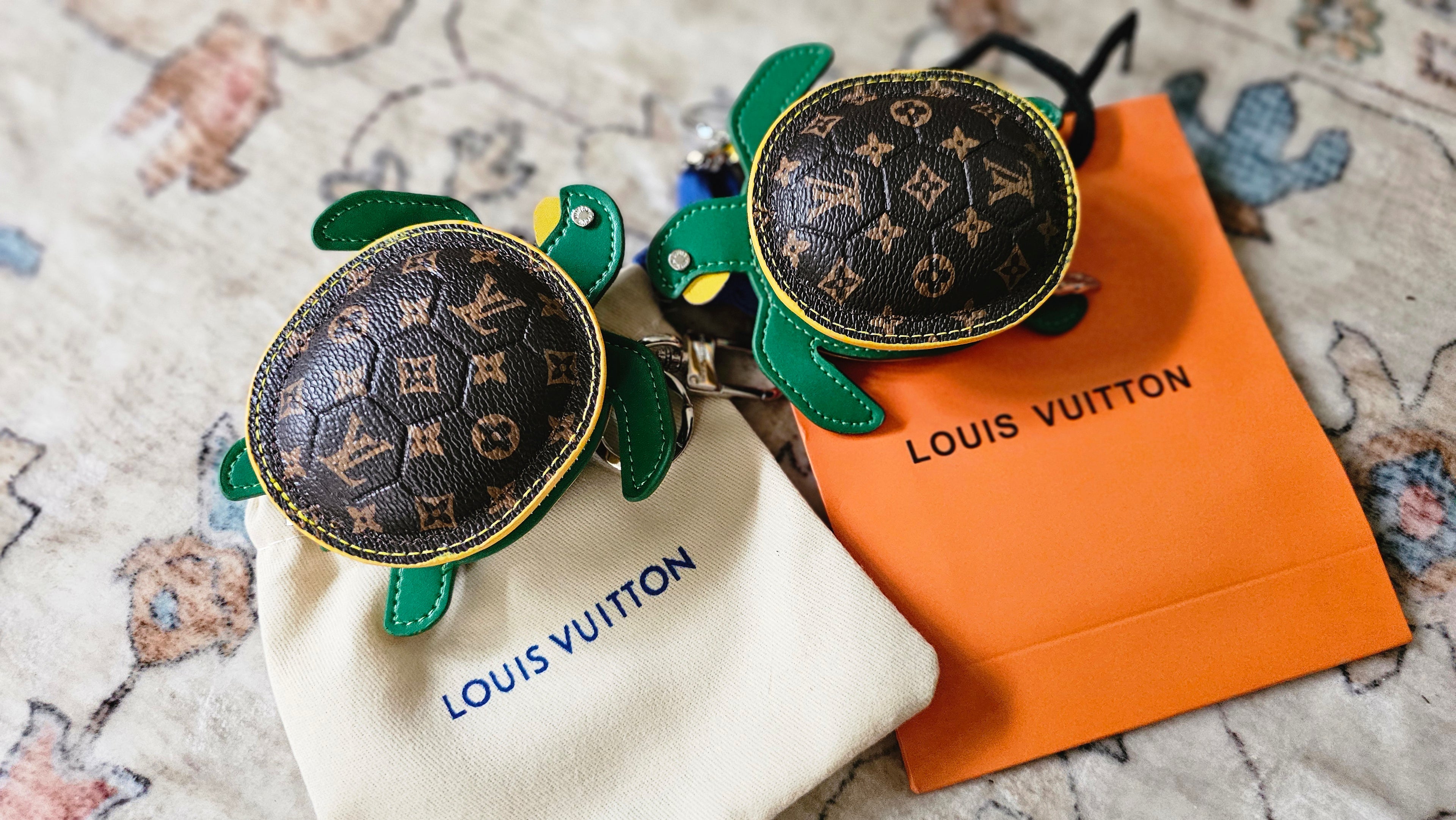 Upcycled Louis Vuitton Turtle Bag Charm Keychain