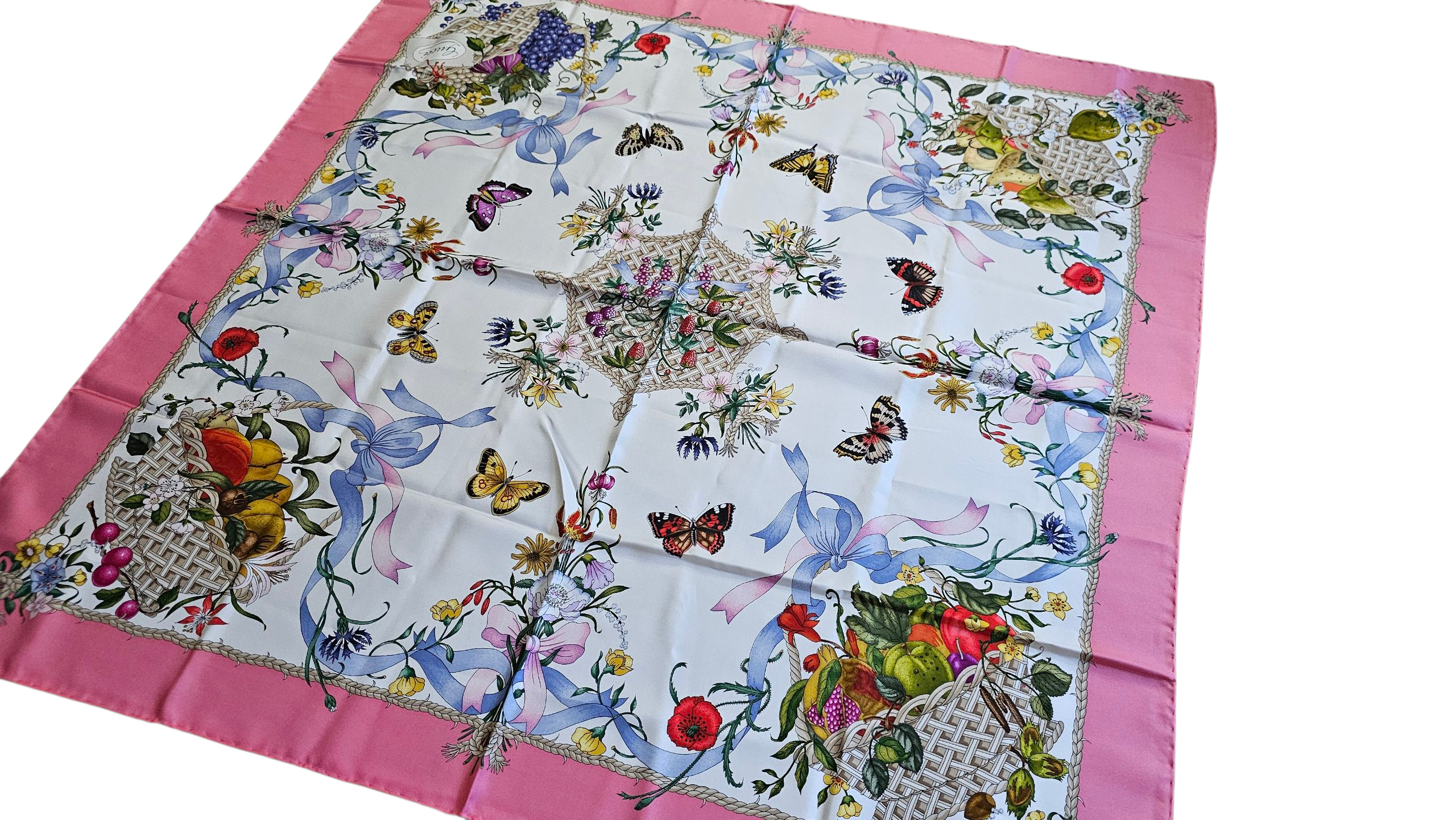 Gucci Floral & Butterfly 100% Silk Scarf