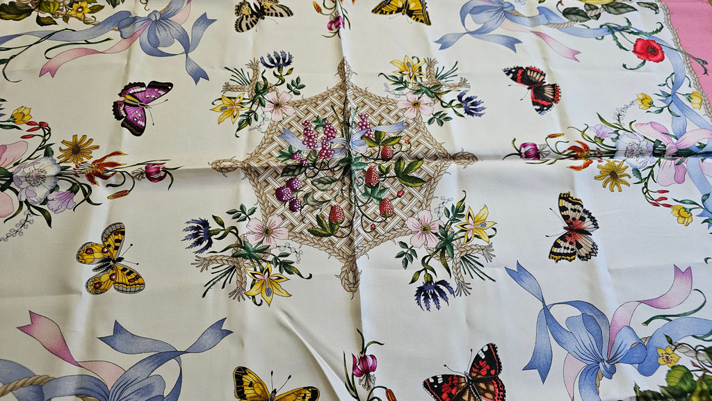 Gucci Floral & Butterfly 100% Silk Scarf