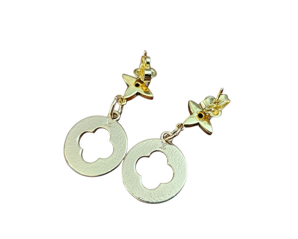 Upcycled Louis Vuitton Black Clover Charm Earrings