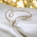 Upcycled Chanel Butterfly Charm Necklace Gold Plated