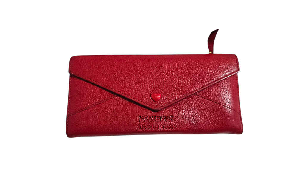 Mui Mui Forever Miu Miu Heart Envelope Wallet Red
