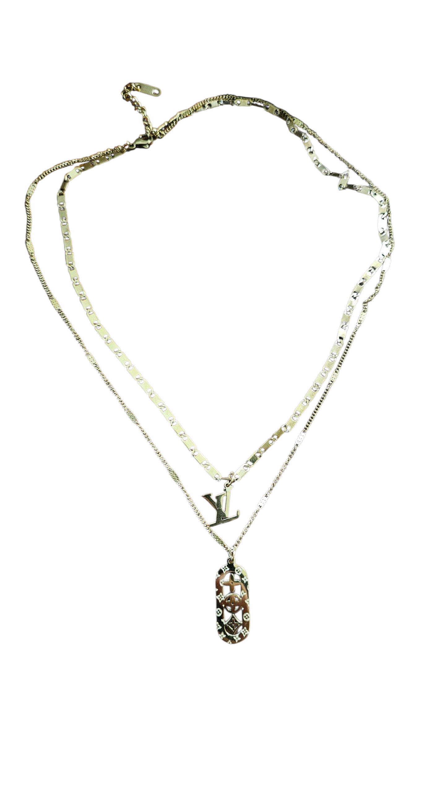 Upcycled Louis Vuitton Double Neckless Gold Tone