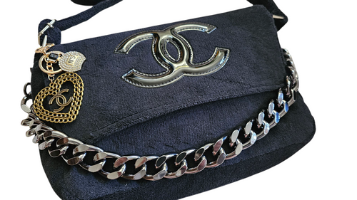 Chanel Precision Black on Black Terry Clothe 2 Way Bag with Accessories GWP
