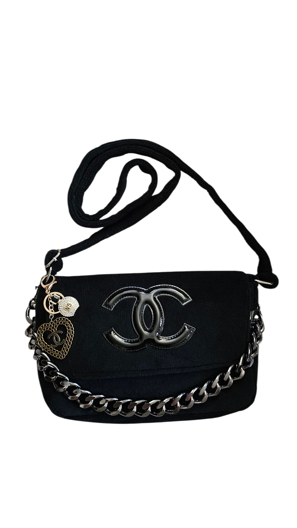 Chanel Precision Black on Black Terry Clothe 2 Way Bag with Accessories GWP