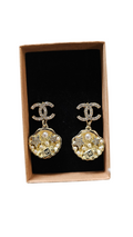Upcycled Chanel Shell Charms Earrings Gold Plated