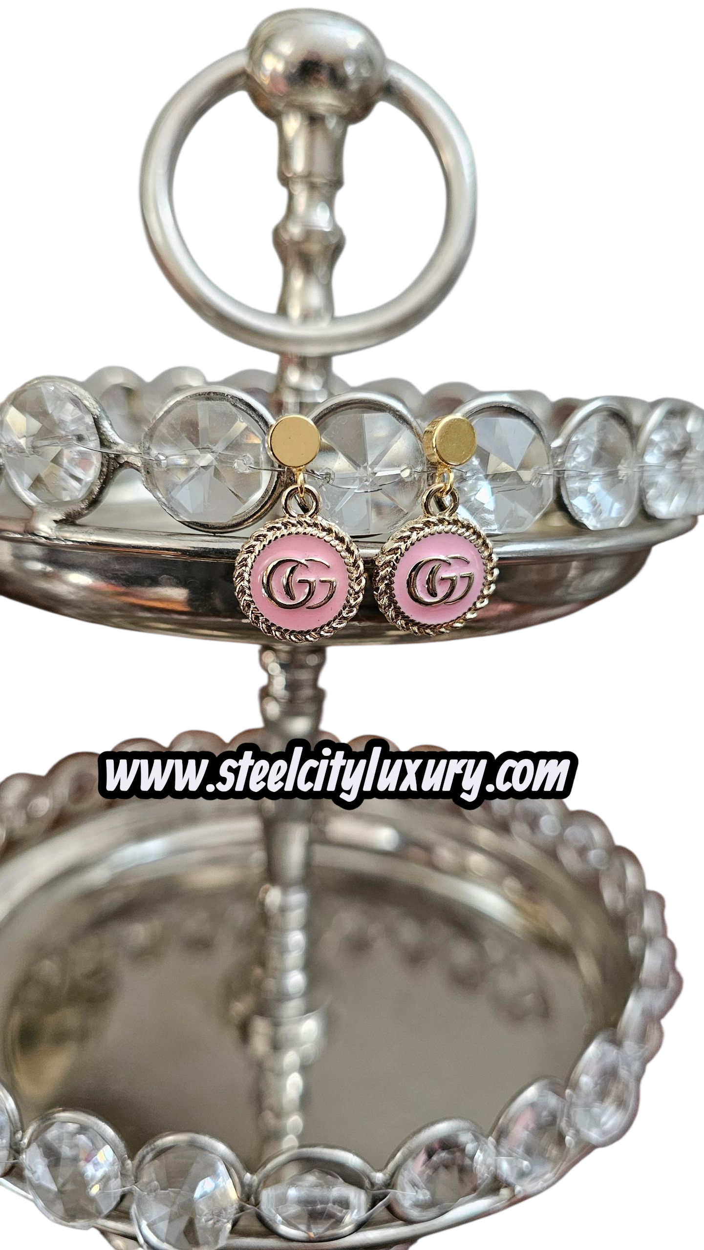 Upcycled Pink Gucci Charm Earrings