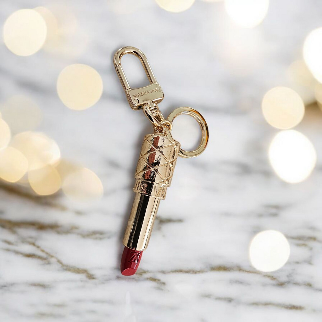 Upcycled Louis Vuitton Lipstick Bag Charm Keychain