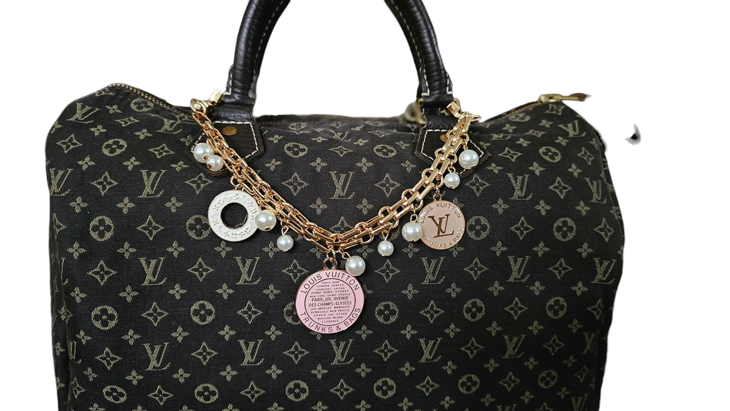Upcycled Louis Vuitton Charms Bag Collar