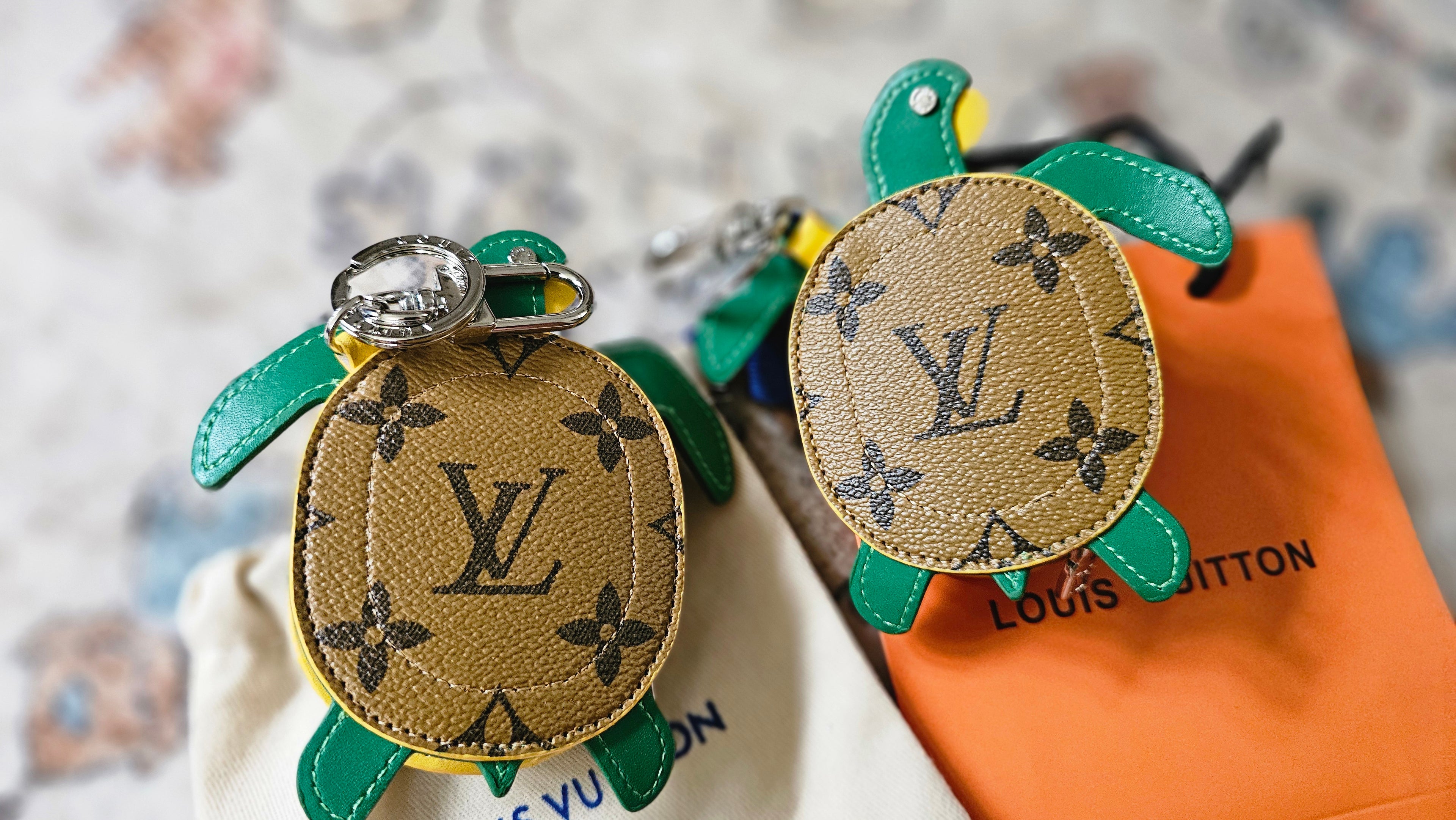 Upcycled Louis Vuitton Turtle Bag Charm Keychain