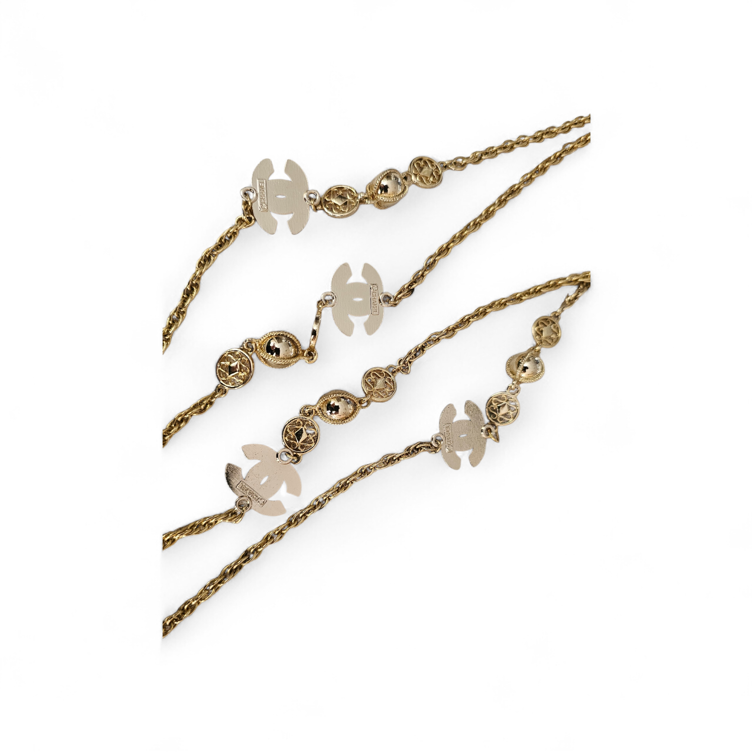 Upcycled Chanel Pearl Charm Double Wrap  Necklace