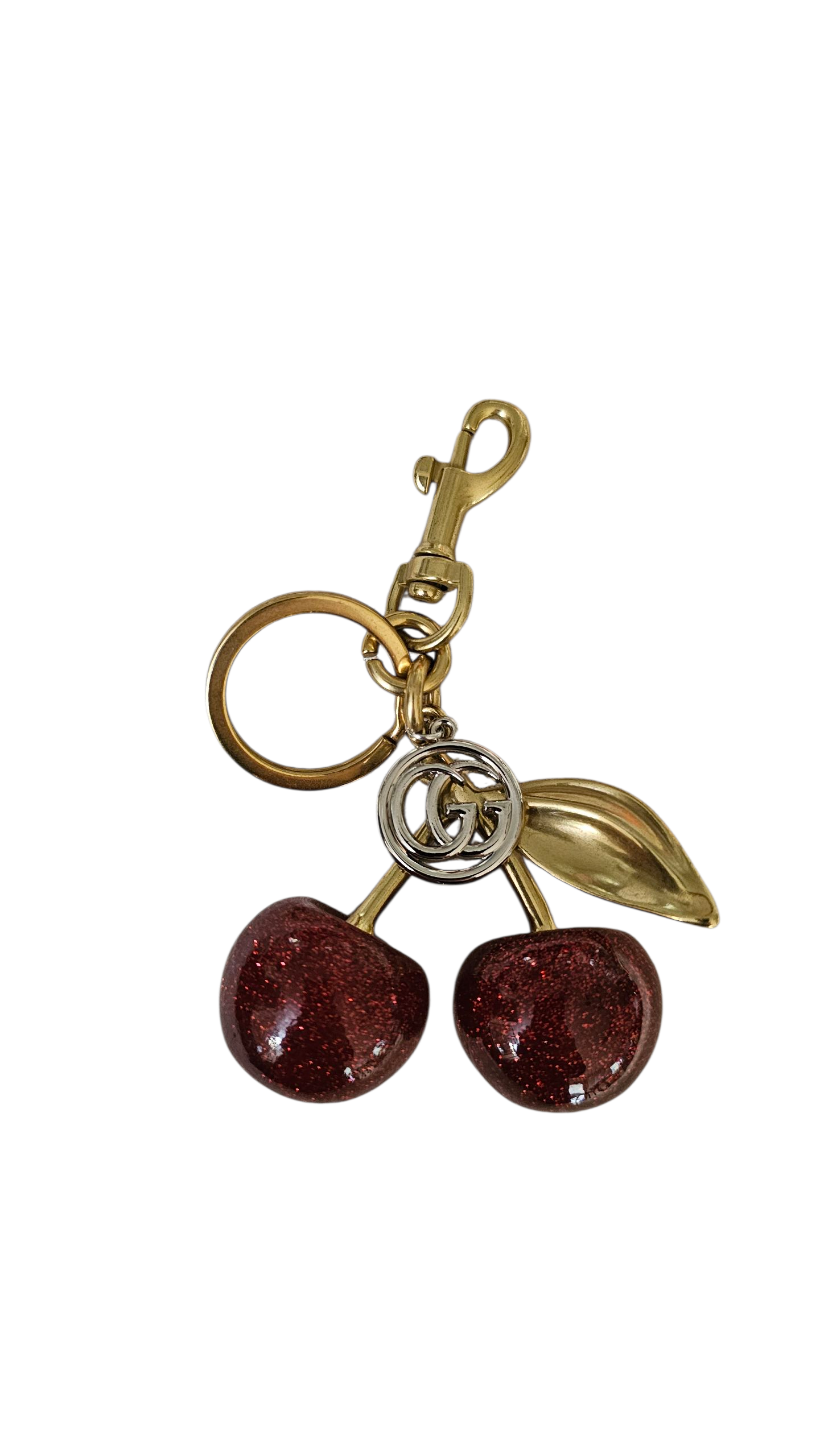 Upcycled Gucci Cherry Bag Charm Keychain