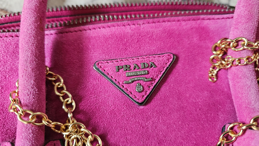 Prada Galleria Scamosciato Suede Twin Pocket Pink