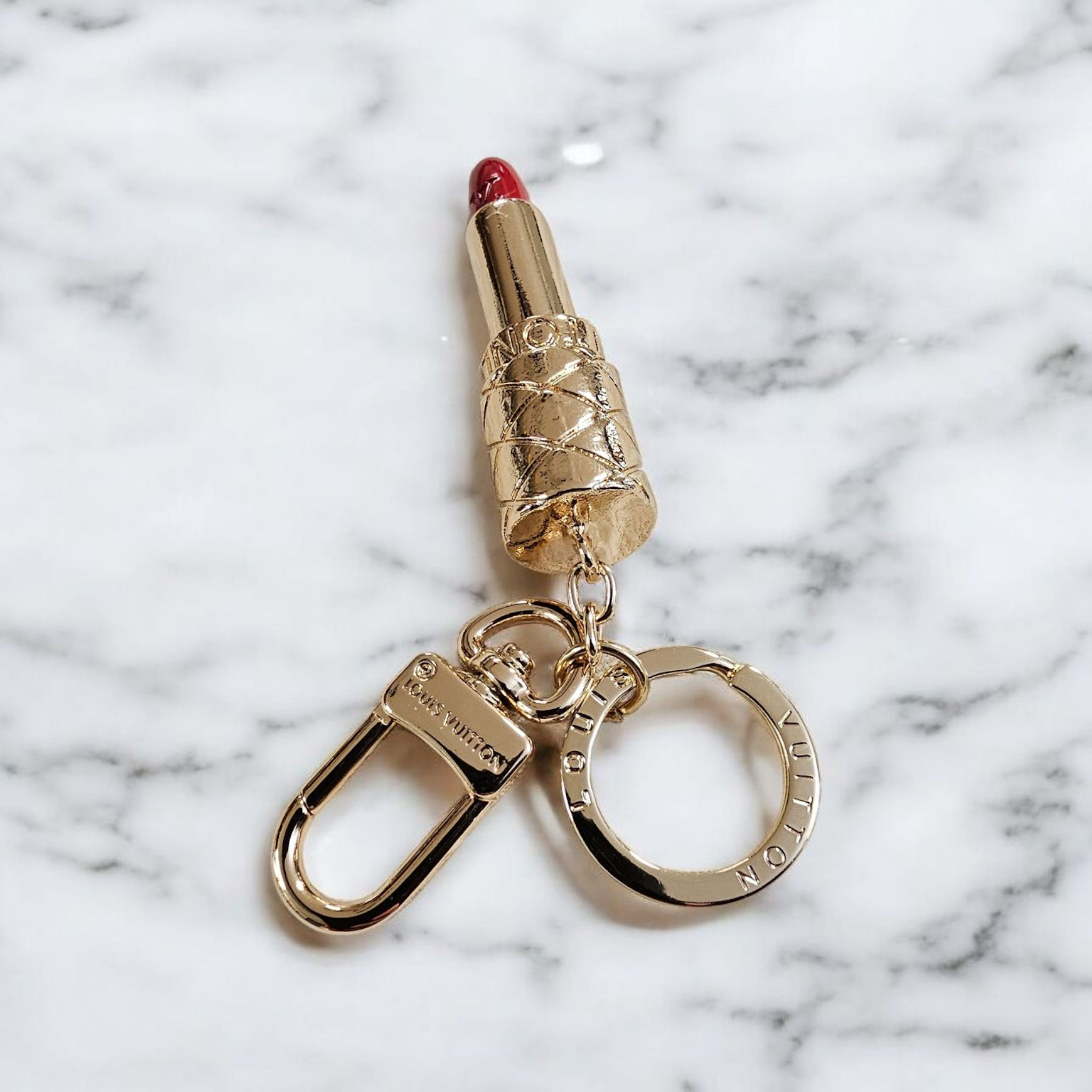Upcycled Louis Vuitton Lipstick Bag Charm Keychain