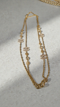 Upcycled Chanel Pearl Charm Double Wrap  Necklace