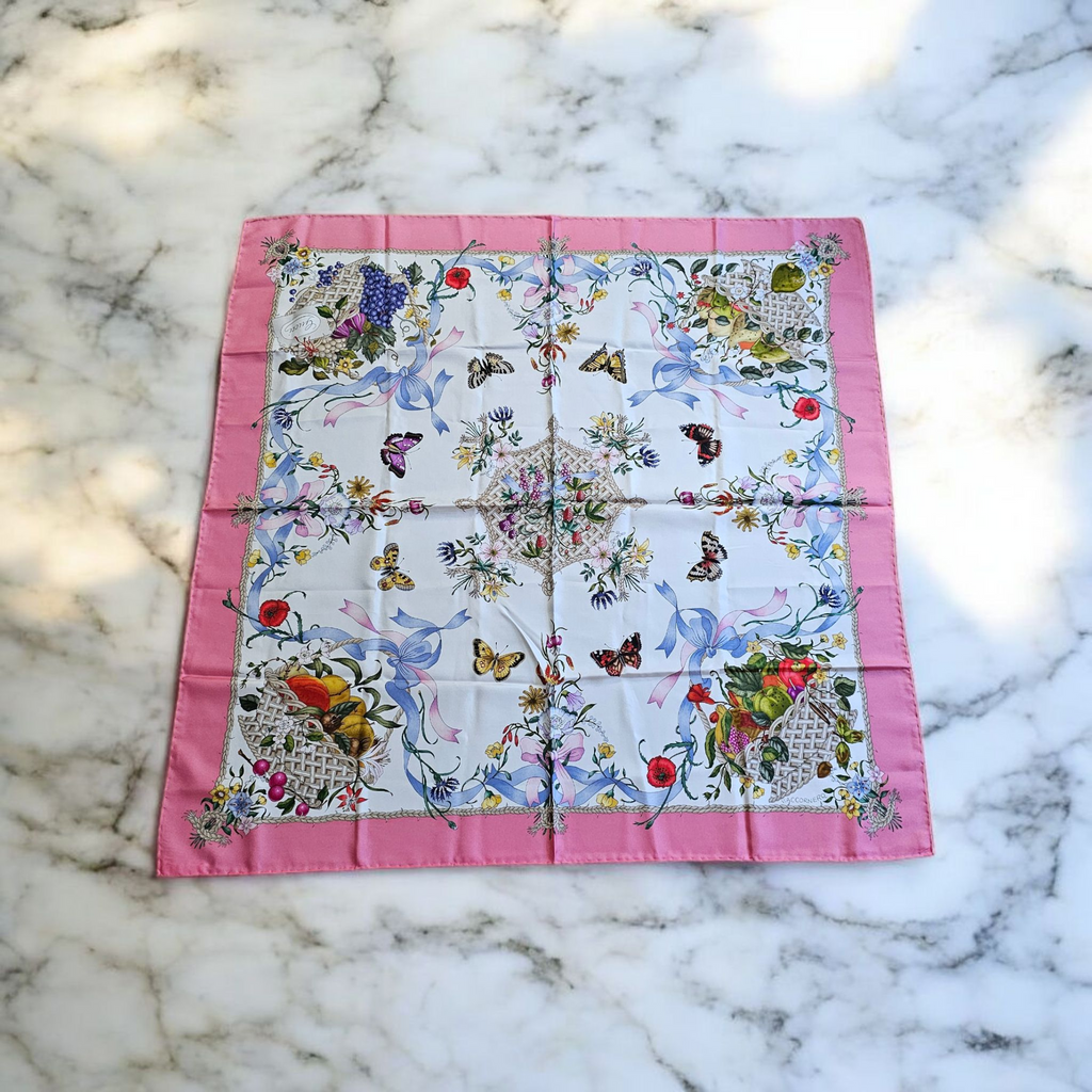 Gucci Floral & Butterfly 100% Silk Scarf