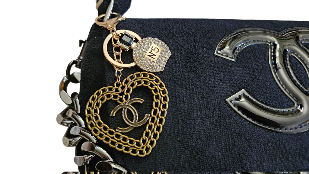 Chanel Precision Black on Black Terry Clothe 2 Way Bag with Accessories GWP