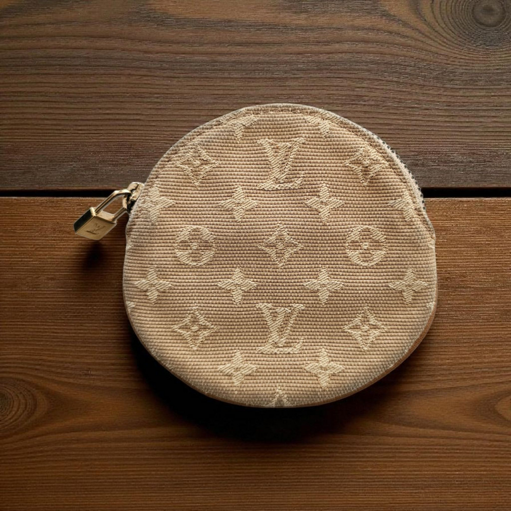 Louis Vuitton Limited Edition Mini Lin Coin Pouch Khaki Color