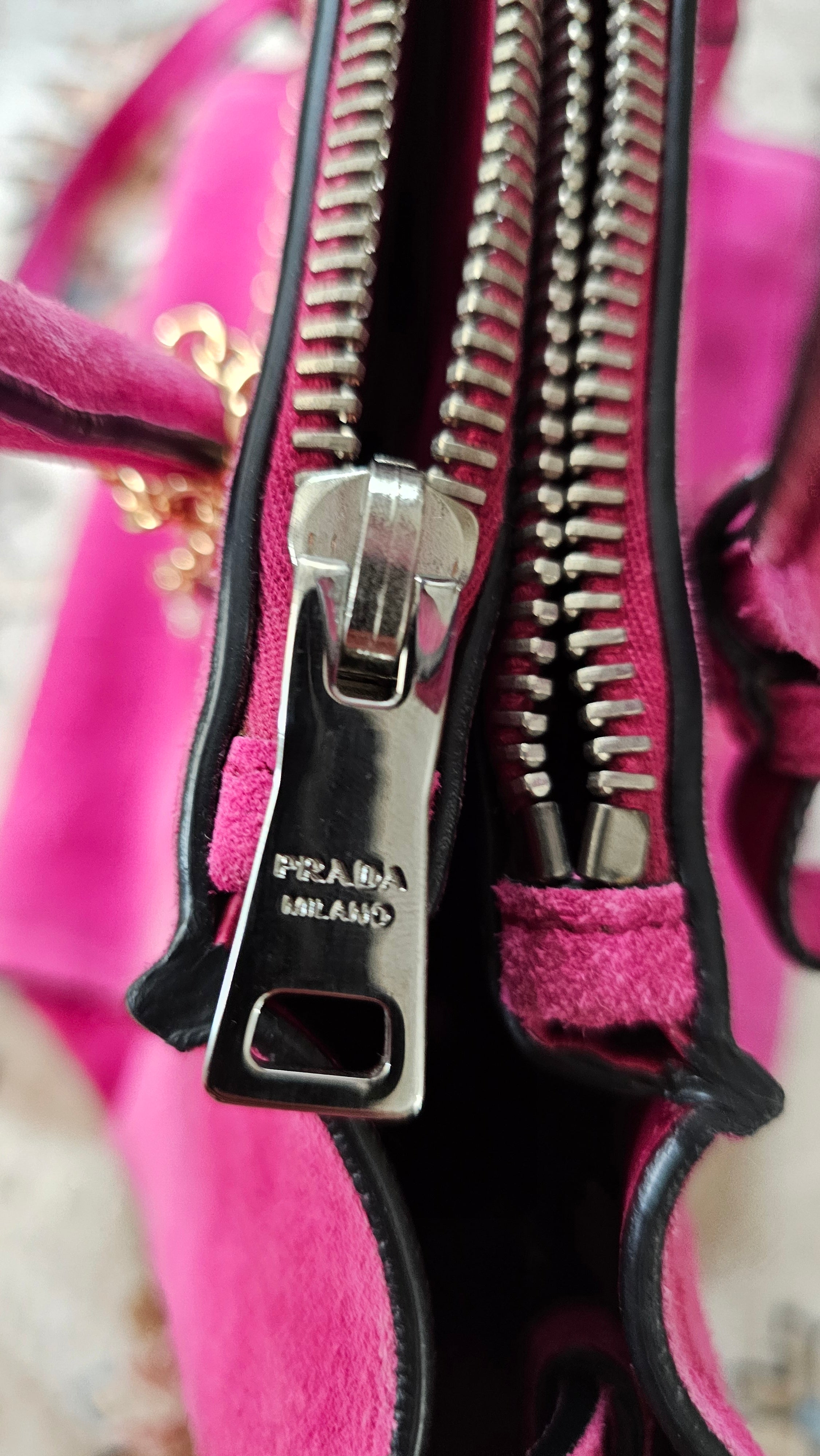 Prada Galleria Scamosciato Suede Twin Pocket Pink